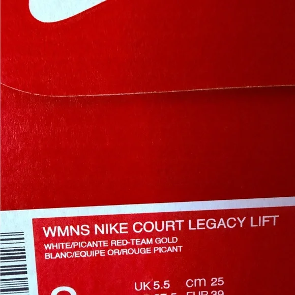 Nike Women's Court Legacy Lift White and Red Sneakers Athletic Shoes - Picture 8 of 9